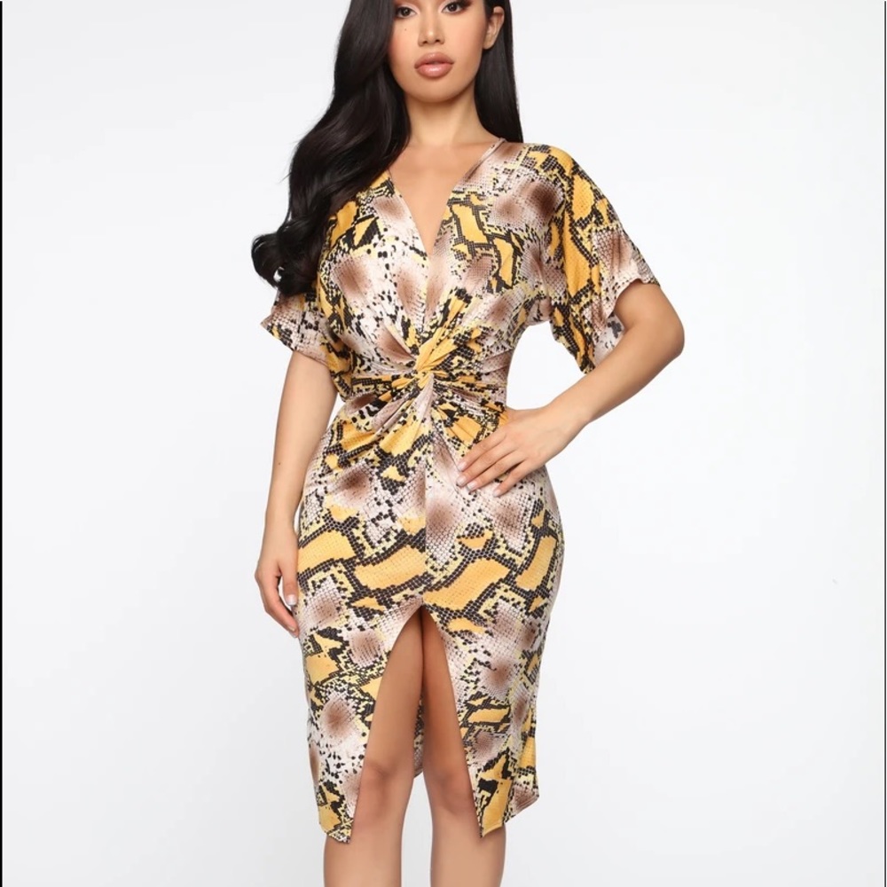 Sneakin' Into Your Heart Snake Midi Dress